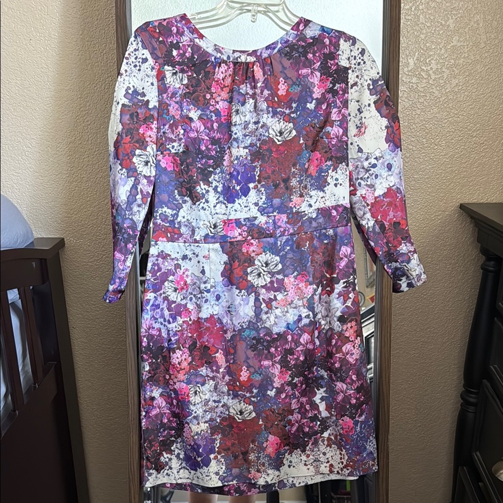 H&M Red and Purple Long Sleeve Sheath Dress